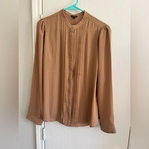 Express Tan Pleated Blouse